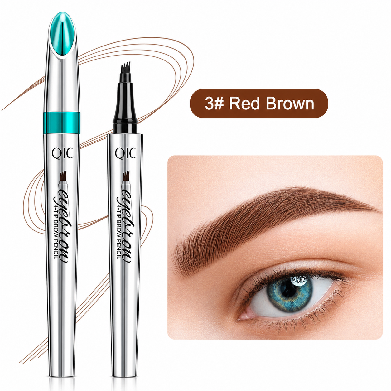 Four-Tip Eyebrow Pen Hair-Like Strokes Smudge-Proof Long-Wear Natural Brow Definer Tool for Sparse Thin Patchy Brows Women Daily Makeup | Thomler