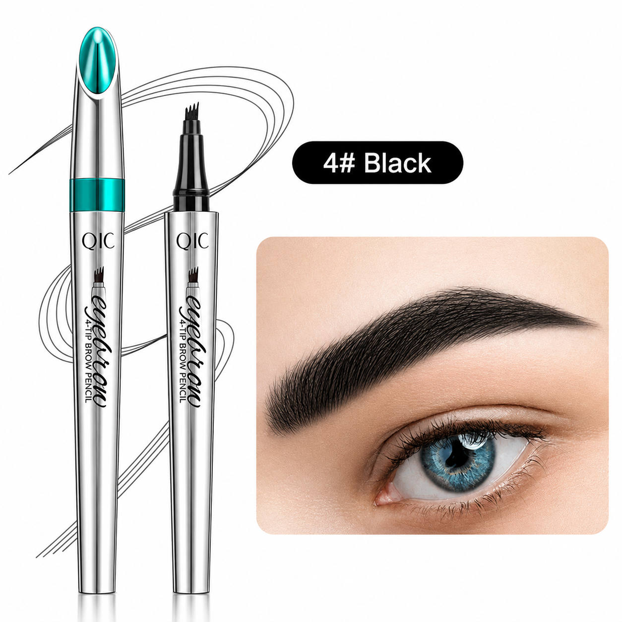 Four-Tip Eyebrow Pen Hair-Like Strokes Smudge-Proof Long-Wear Natural Brow Definer Tool for Sparse Thin Patchy Brows Women Daily Makeup | Thomler
