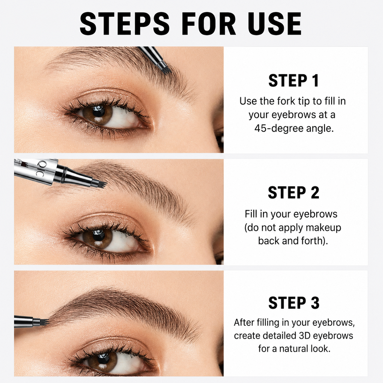 Four-Tip Eyebrow Pen Hair-Like Strokes Smudge-Proof Long-Wear Natural Brow Definer Tool for Sparse Thin Patchy Brows Women Daily Makeup | Thomler