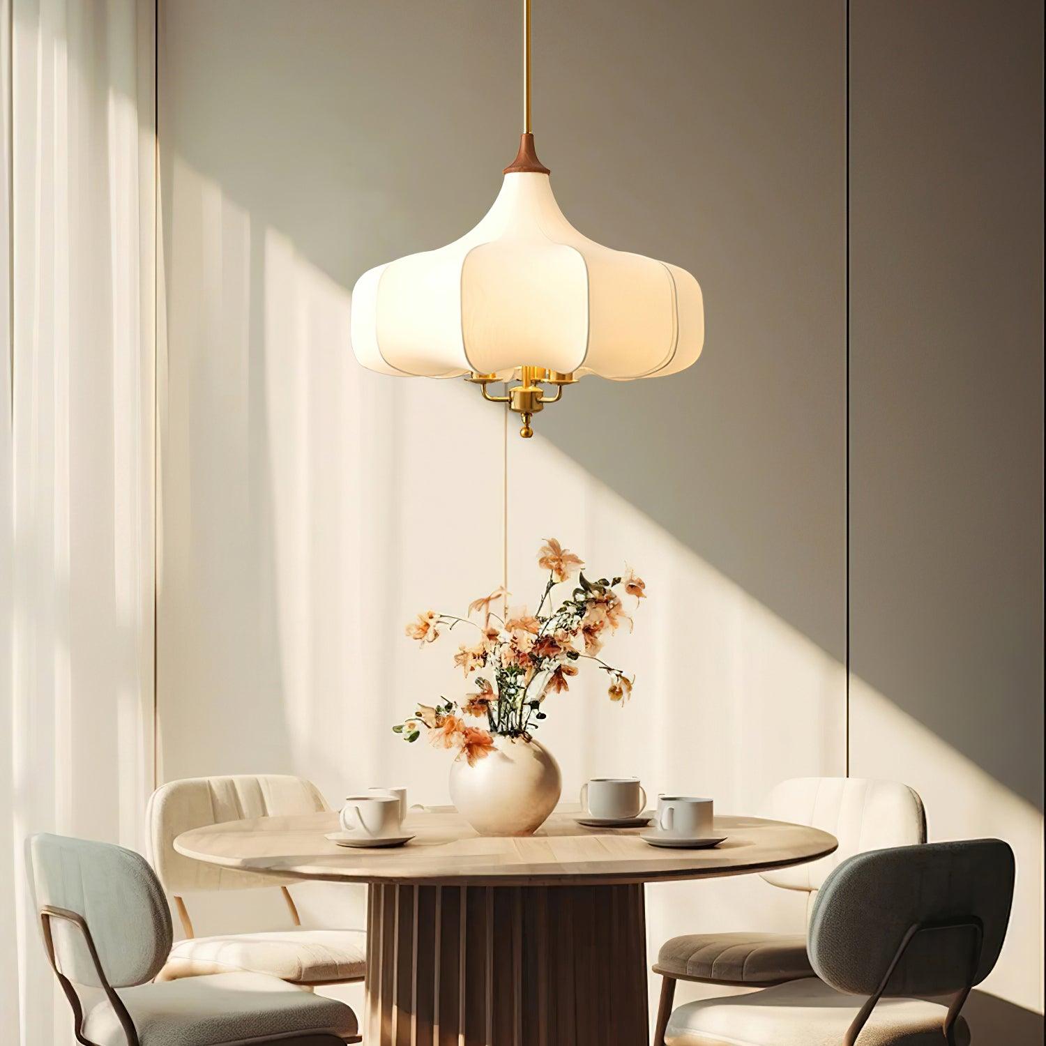 Layered Wood Hanging Light Fixture Adjustable Height Ceiling Lamp 20-24 Inches Multi-Material Dining Room Living Room Bedroom | Thomler