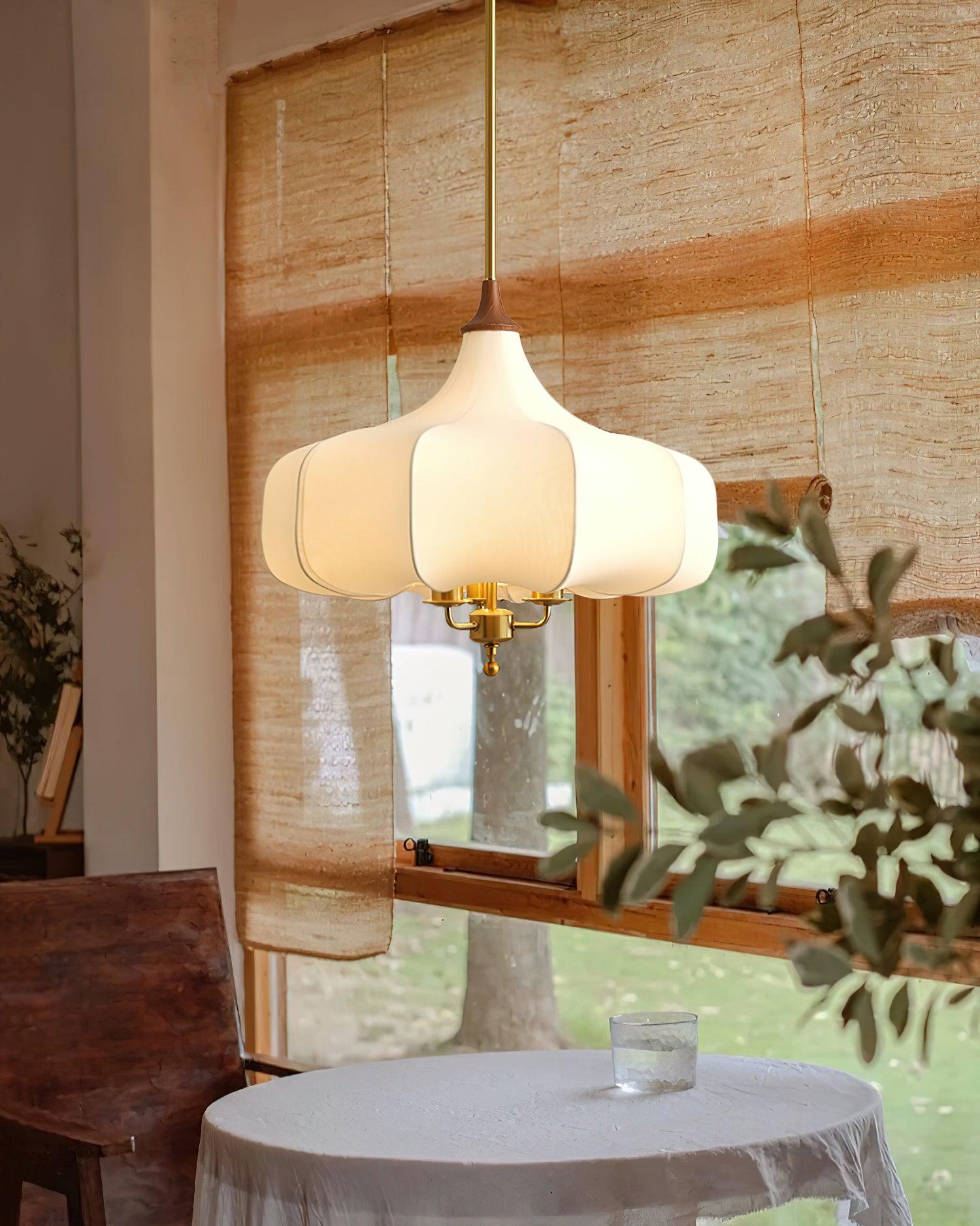 Layered Wood Hanging Light Fixture Adjustable Height Ceiling Lamp 20-24 Inches Multi-Material Dining Room Living Room Bedroom | Thomler