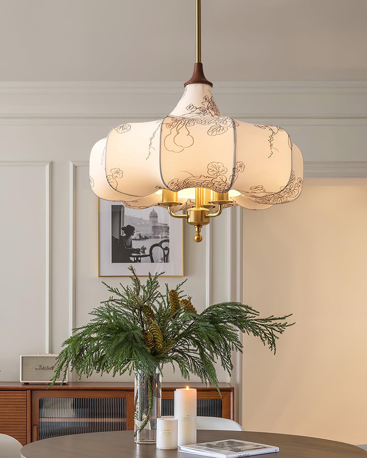 Layered Wood Hanging Light Fixture Adjustable Height Ceiling Lamp 20-24 Inches Multi-Material Dining Room Living Room Bedroom | Thomler
