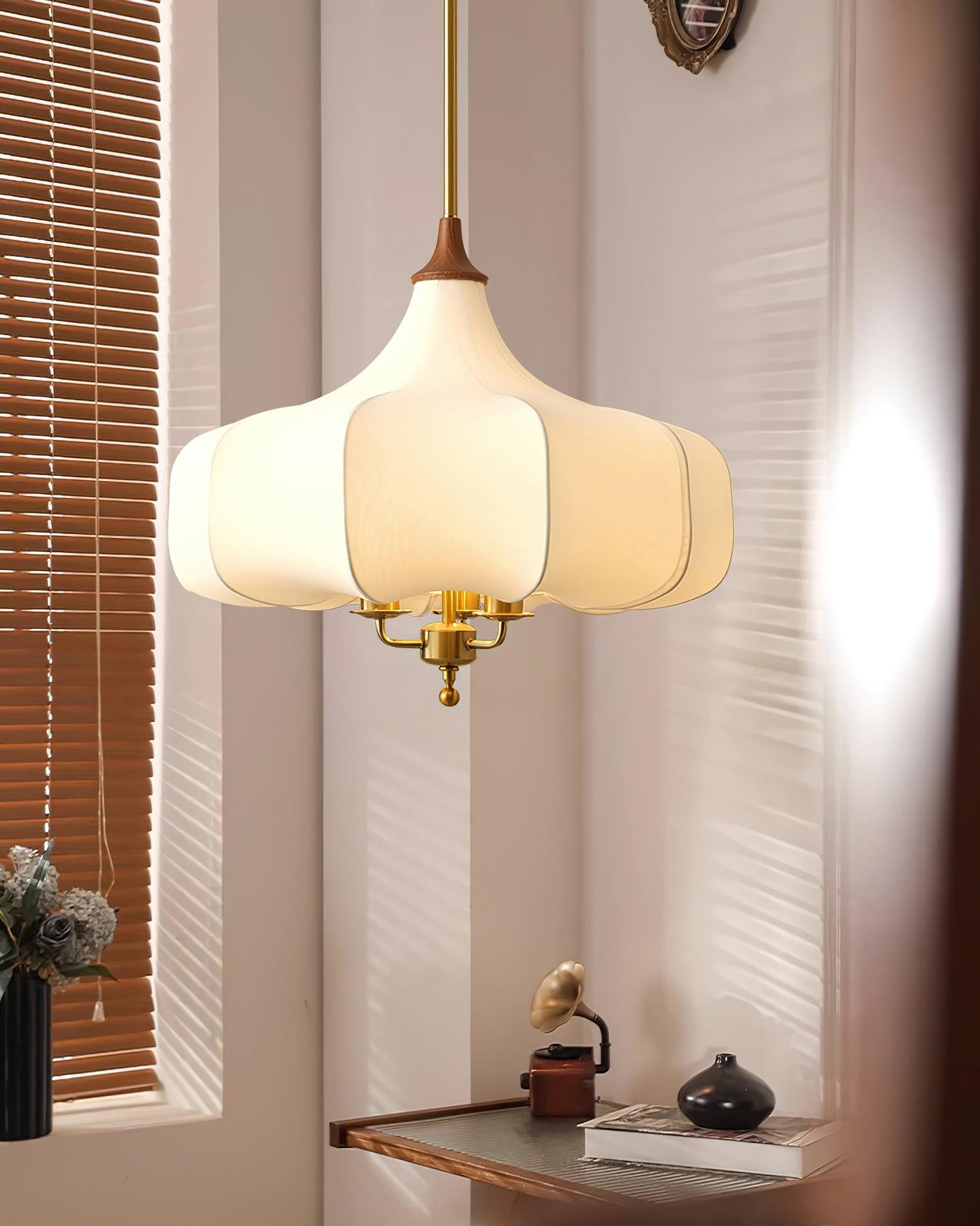 Layered Wood Hanging Light Fixture Adjustable Height Ceiling Lamp 20-24 Inches Multi-Material Dining Room Living Room Bedroom | Thomler