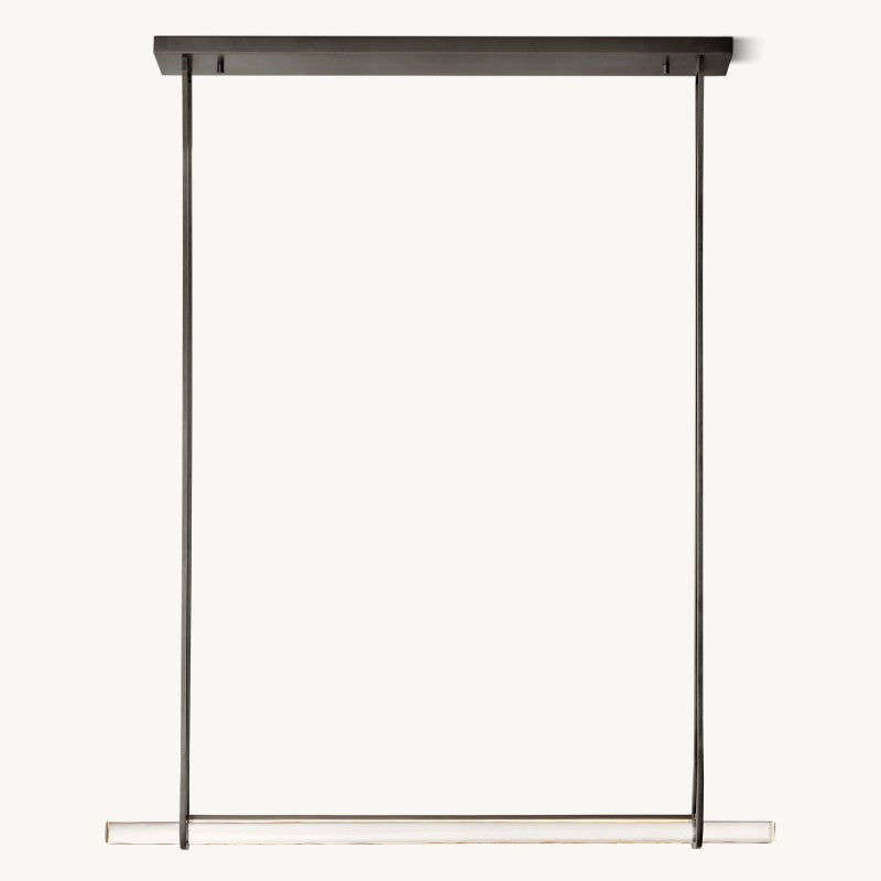 Linear Crystal Chandelier 60 Inch – Brass Frame with 10 Hanging Prisms – LED Lighting for Dining Room & Entryway | Thomler