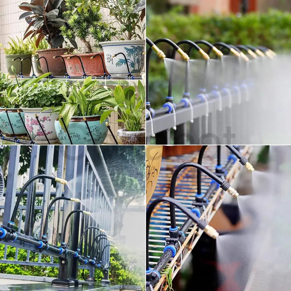 Drip Irrigation System PE Hose 8 mm 5 m Automatic Garden Watering 360° Brass Nozzles Balcony Greenhouse Raised Beds | Thomler