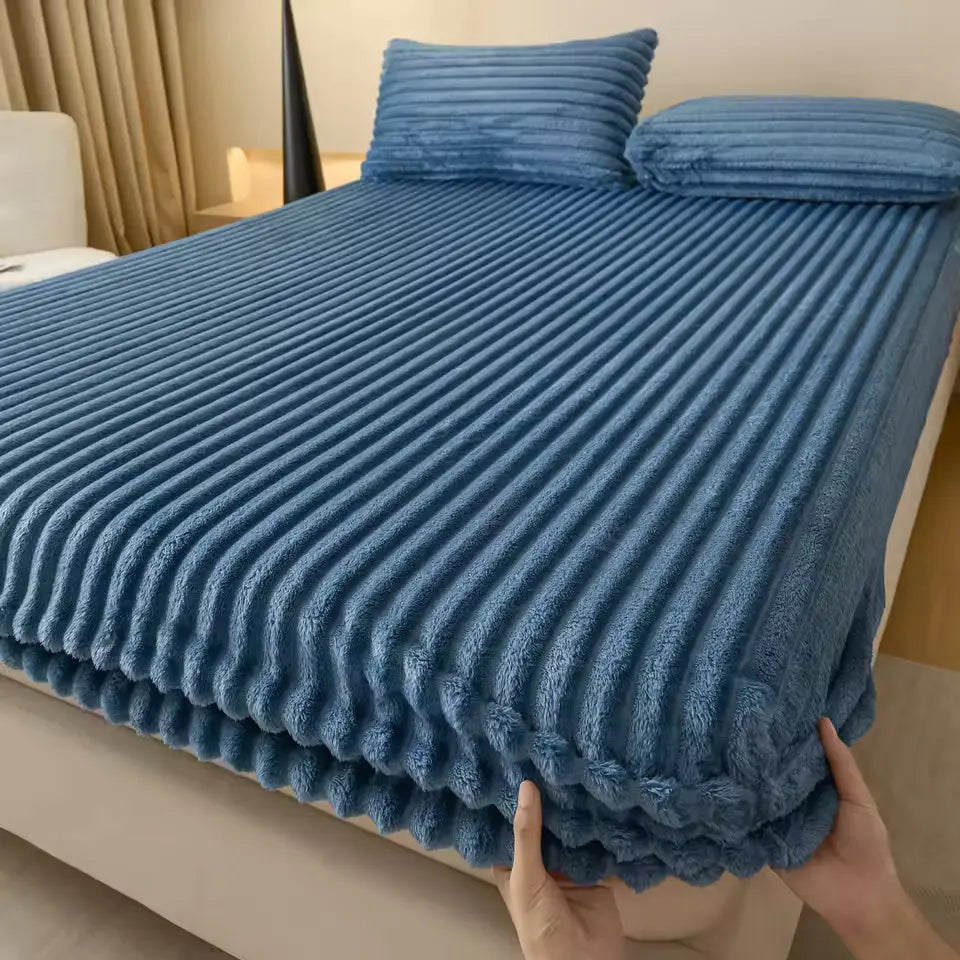 Plush Faux Fur Fitted Sheet Deep Pocket Mattress Cover Soft Cozy Bedding All Season Comfort Twin Full Queen King Size Bed Linen | Thomler