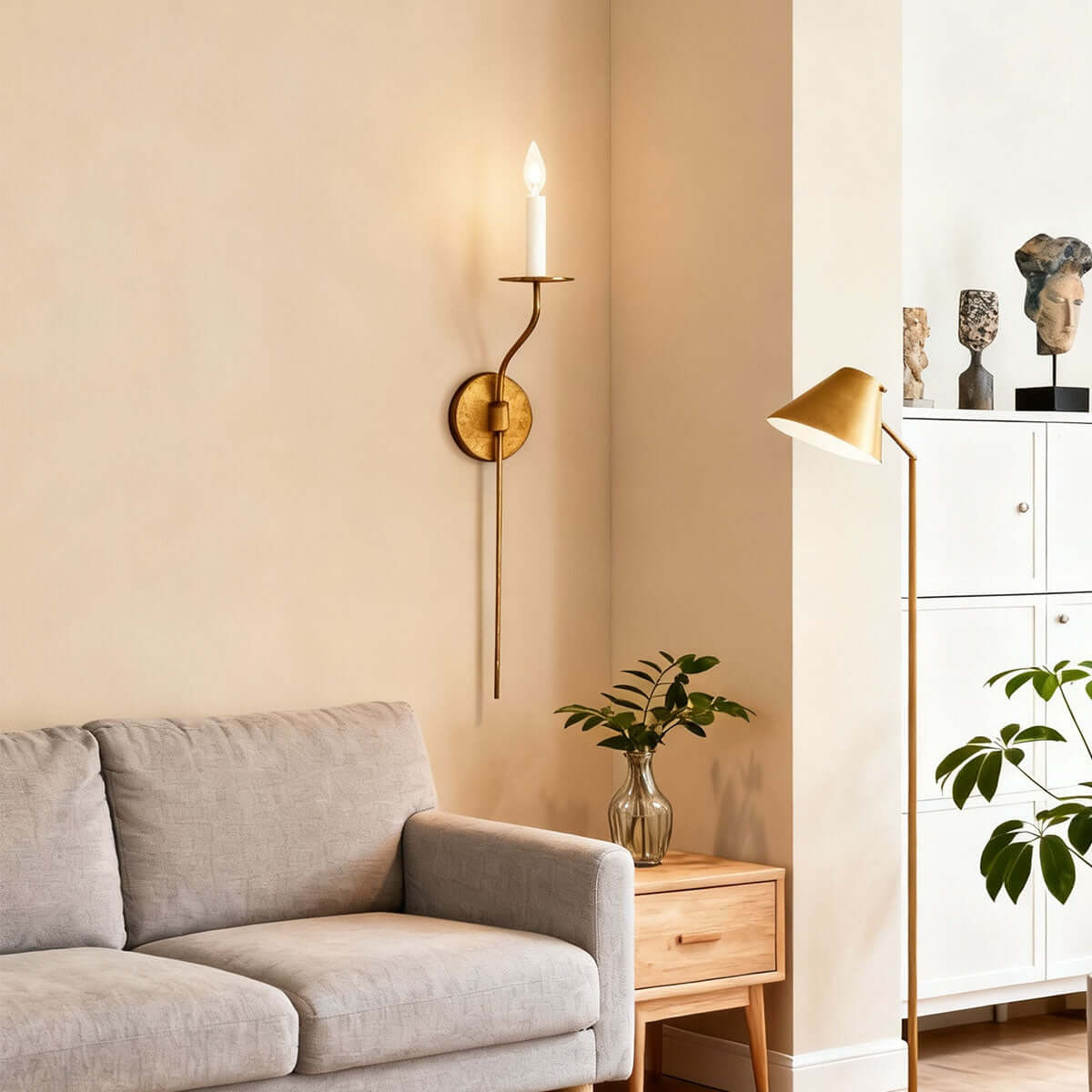 Wall Lamp Brass E14 40W 28.7 in Living Room Hallway Bedside Light Artistic Minimalist Accent | Thomler