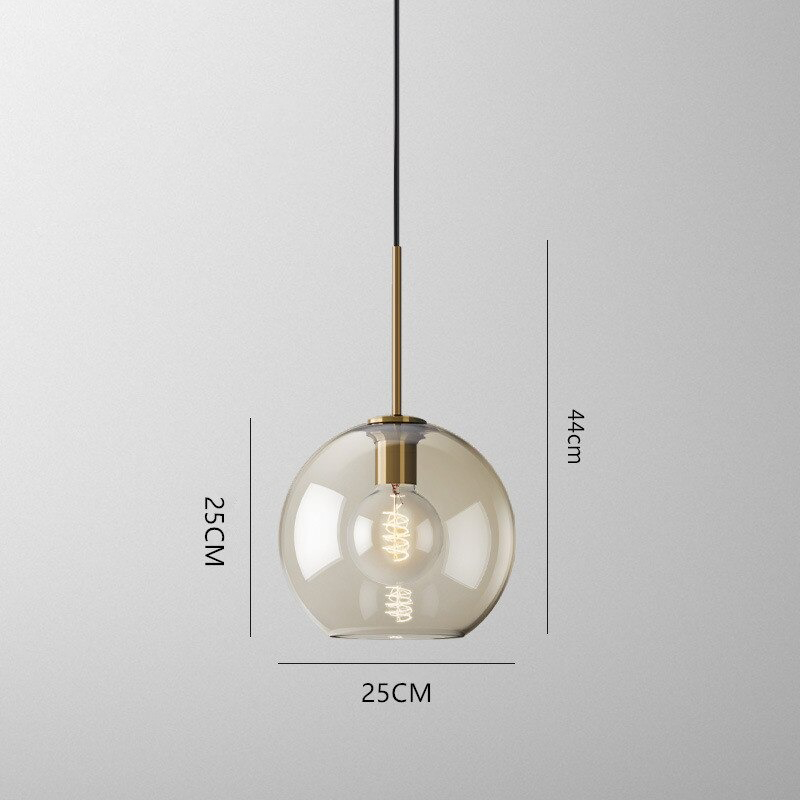 Amber Glass Pendant Light Fixture with Adjustable Cable for Kitchen Island Dining Room Bedroom Modern Hanging Ceiling Lamp Iron Frame | Thomler