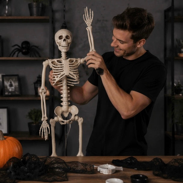 Articulated Skeleton Figure – Adjustable Limbs & Hanging Loop for Indoor & Outdoor October Displays | Thomler