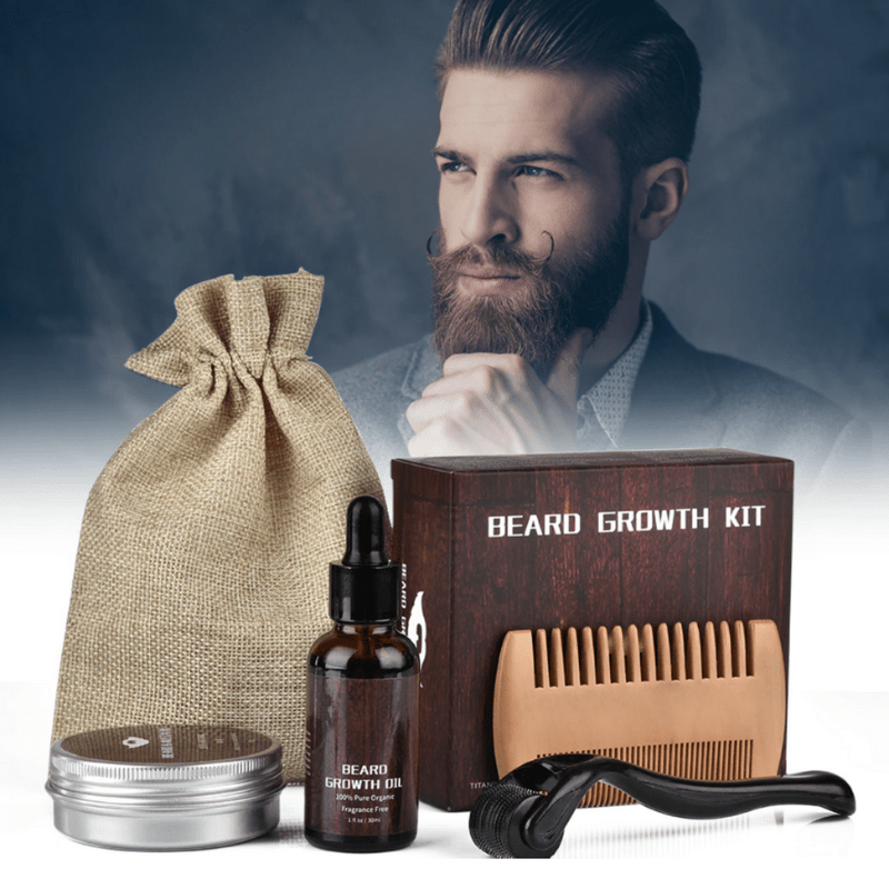 Facial Hair Essentials Kit – Dermaroller, Hydrating Oil & Styling Balm for Men | Thomler