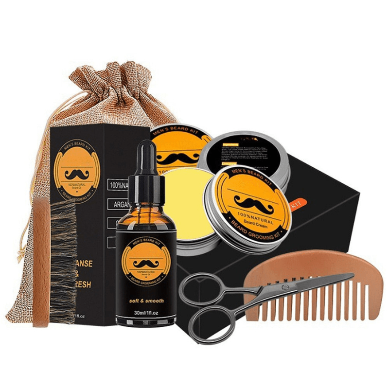 Facial Hair Essentials Kit – Dermaroller, Hydrating Oil & Styling Balm for Men | Thomler
