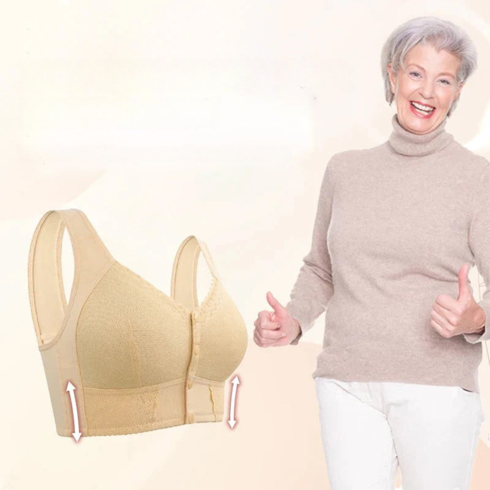 Cotton Front-Closure Wireless Support Bra for Women | Everyday Comfort Bralette with Easy Front Hook | Soft Breathable Full Coverage Bra | P | Thomler
