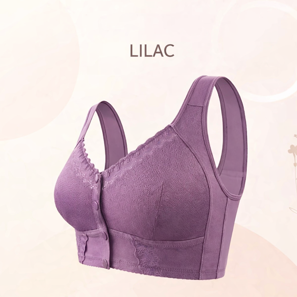 Cotton Front-Closure Wireless Support Bra for Women | Everyday Comfort Bralette with Easy Front Hook | Soft Breathable Full Coverage Bra | P | Thomler