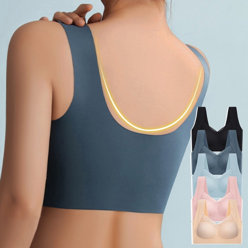 Wireless Lift Bra for Women Seamless Everyday Comfort Support Plus Size Wire-Free Pullover Bralette with Wide Straps | Thomler