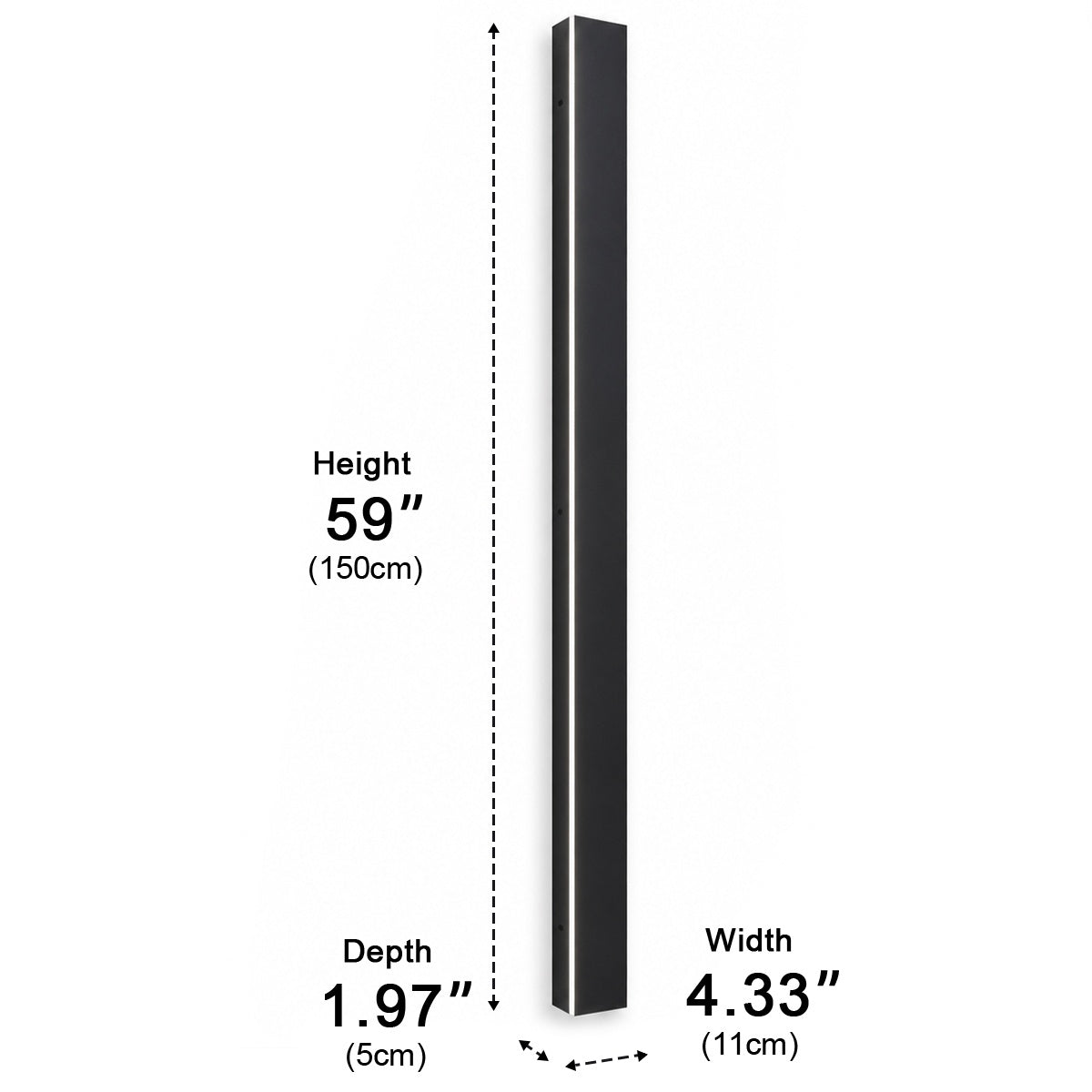 Linear Aluminum Exterior Sconce 485lm IP65 Rated for Entryway Deck Pathway Facade in Black | Thomler