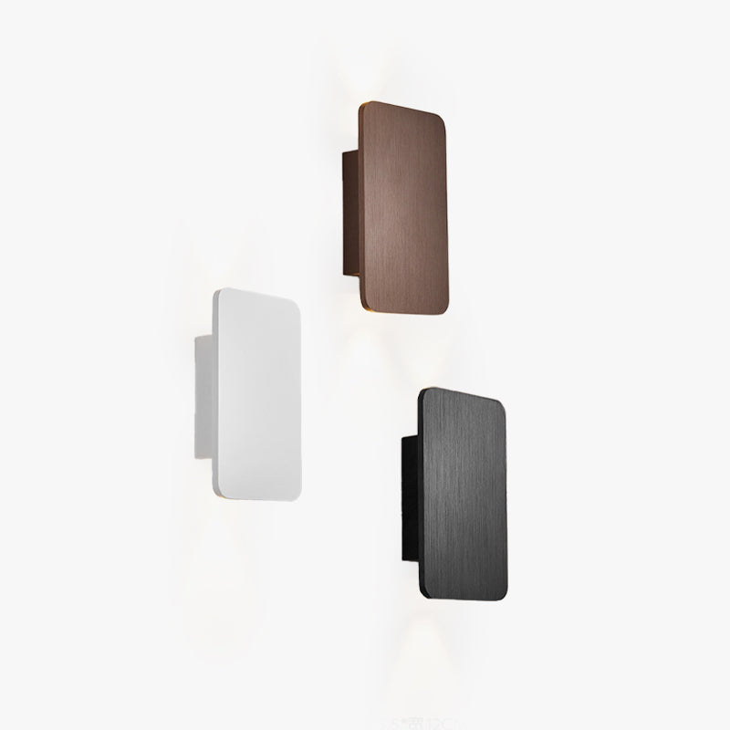 Rectangular Metal Wall Sconce with Warm LED Light for Bedroom & Living Room | Modern Hardwired Fixture in Gold, Black, White, Gray & Brown | Thomler