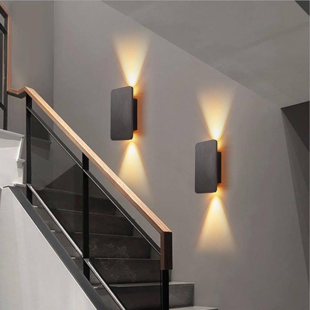 Rectangular Metal Wall Sconce with Warm LED Light for Bedroom & Living Room | Modern Hardwired Fixture in Gold, Black, White, Gray & Brown | Thomler