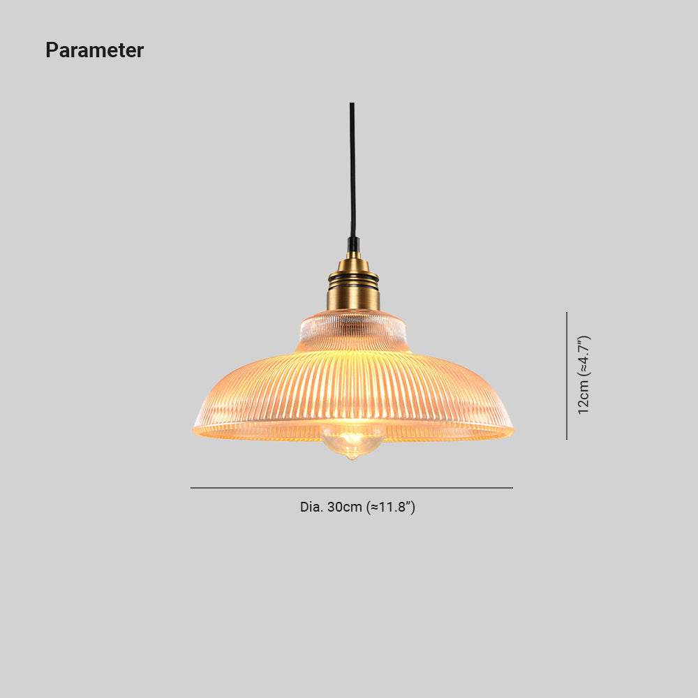 Glass Dome Pendant Light with Metal Frame for Dining Room & Bedroom – E27 Socket Industrial Style Hanging Fixture Clear or Amber Shade | Thomler