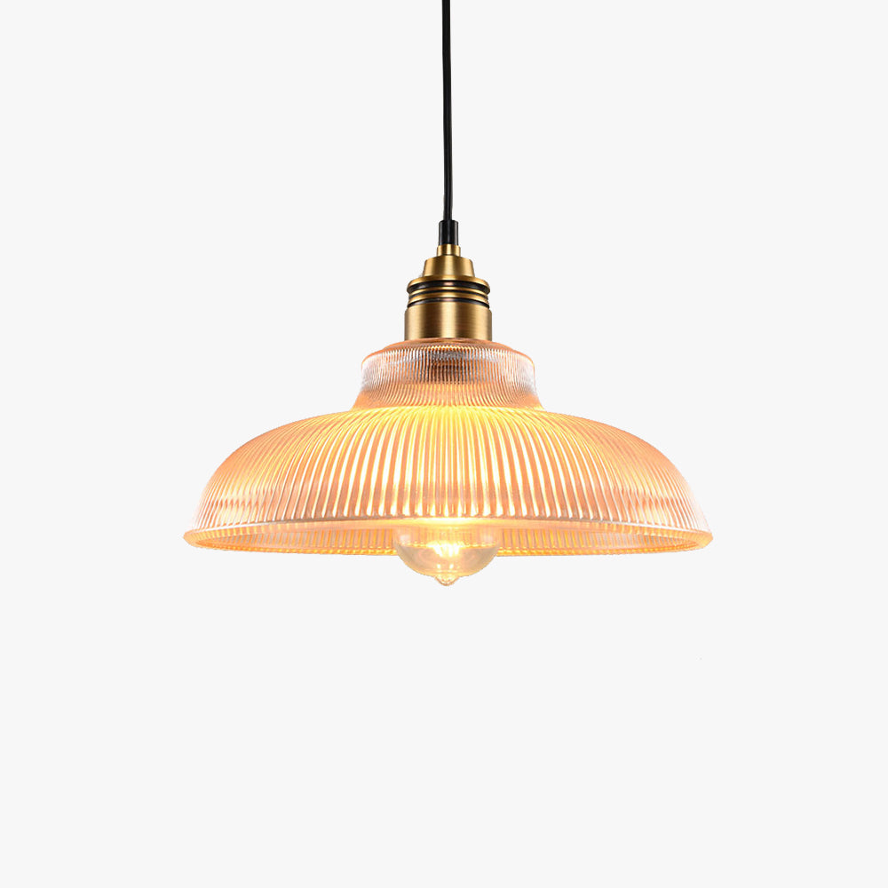 Glass Dome Pendant Light with Metal Frame for Dining Room & Bedroom – E27 Socket Industrial Style Hanging Fixture Clear or Amber Shade | Thomler