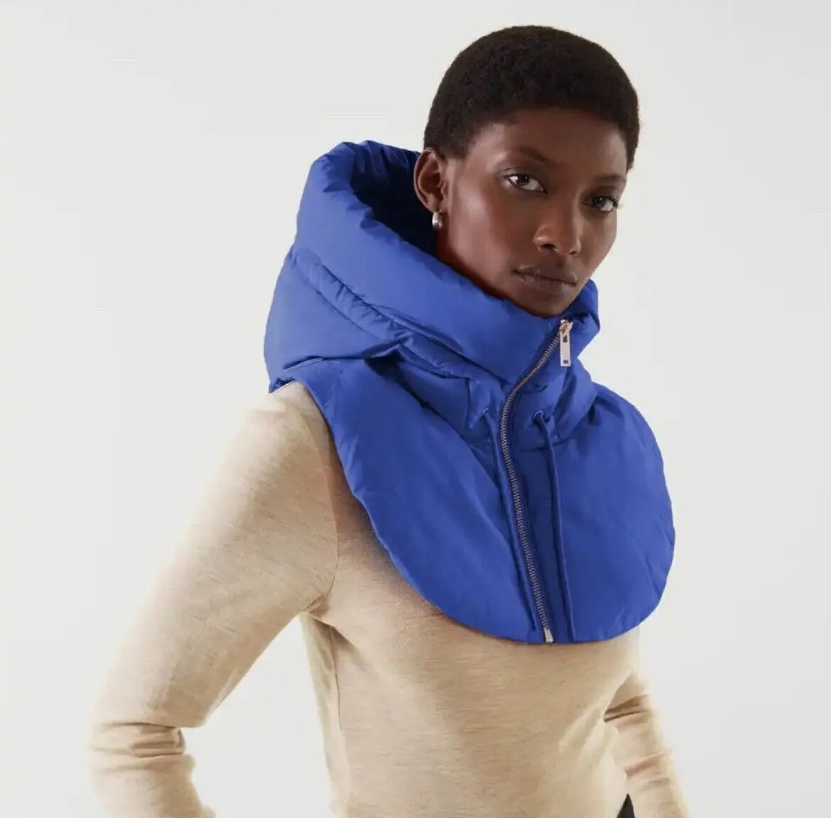 Hooded Infinity Scarf with Zip – Lightweight Down Neck Warmer for Women | Thomler