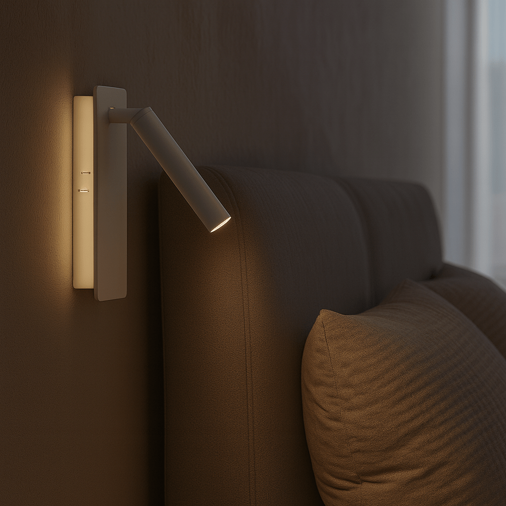 Rotating LED Reading Light with Adjustable Arm – Wall-Mounted Bedroom Lamp for Bedside Task Lighting – Dimmable Swivel Directional Light | Thomler