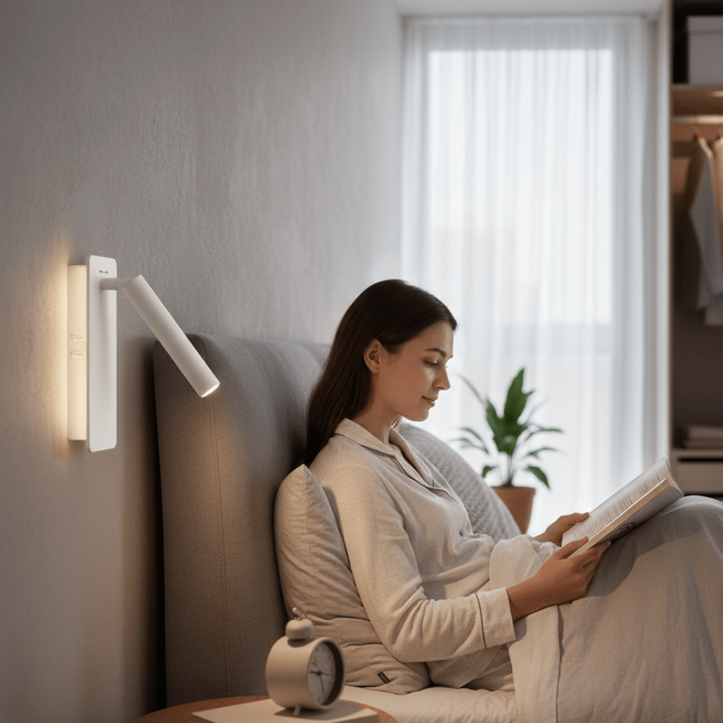 Rotating LED Reading Light with Adjustable Arm – Wall-Mounted Bedroom Lamp for Bedside Task Lighting – Dimmable Swivel Directional Light | Thomler