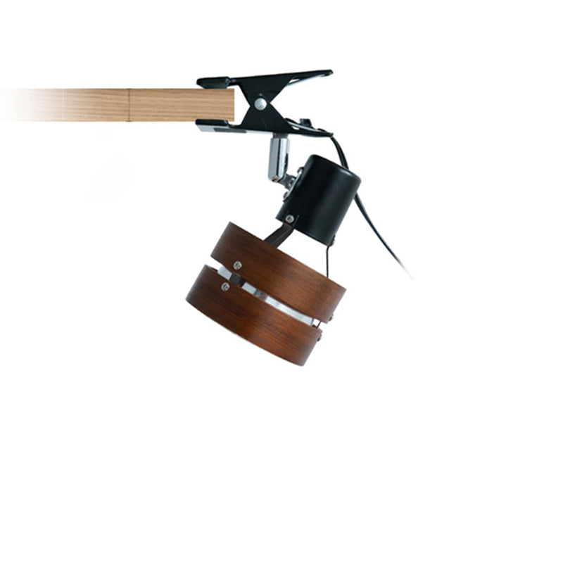 Japanese-Style Clip-On Wall Sconce with Wooden Shade and Round Design for Bedroom or Living Room Accent Lighting | Thomler