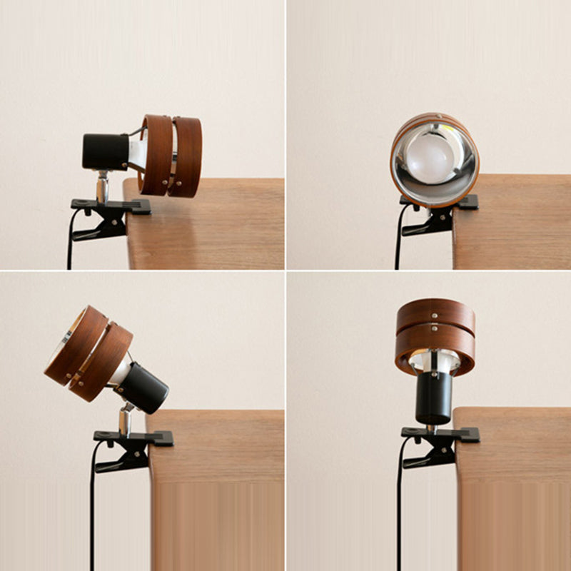 Japanese-Style Clip-On Wall Sconce with Wooden Shade and Round Design for Bedroom or Living Room Accent Lighting | Thomler