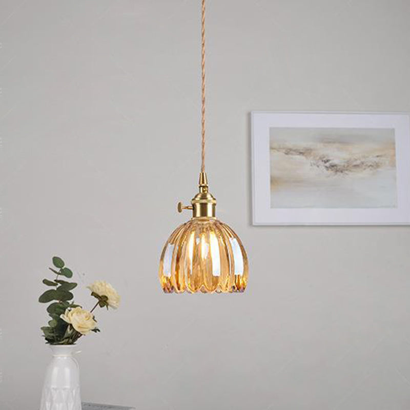 Glass Pendant Light with Brass Accents & Color Options for Dining Room, Living Room, Bedroom | Thomler