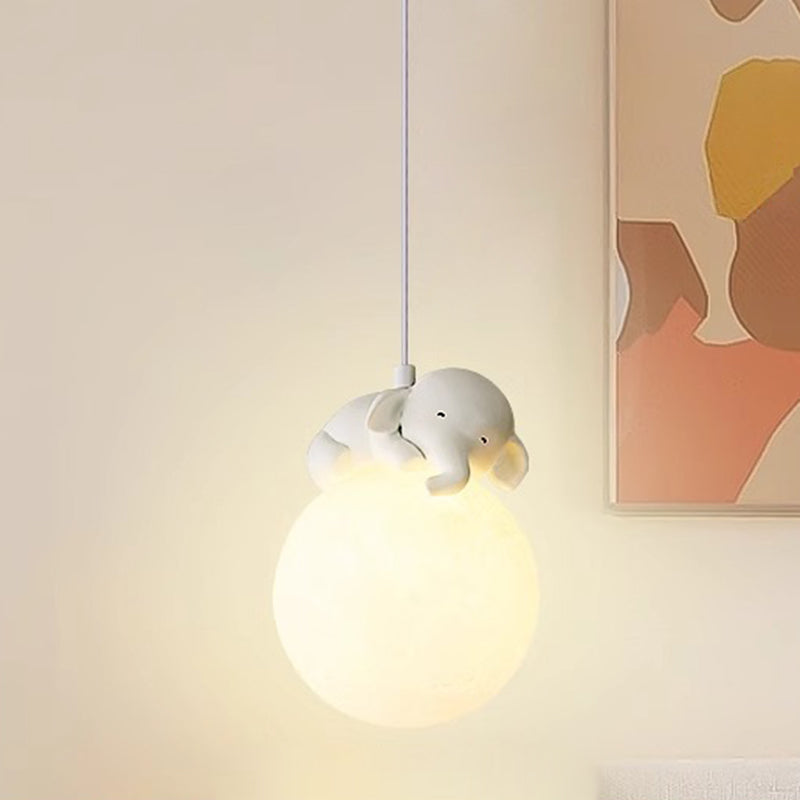 White Pendant Light with Animal Shapes for Kids Room, Adjustable G9 Socket Ceiling Lamp for Nursery Bedroom | Thomler