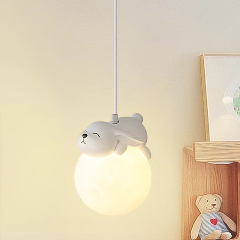 White Pendant Light with Animal Shapes for Kids Room, Adjustable G9 Socket Ceiling Lamp for Nursery Bedroom | Thomler