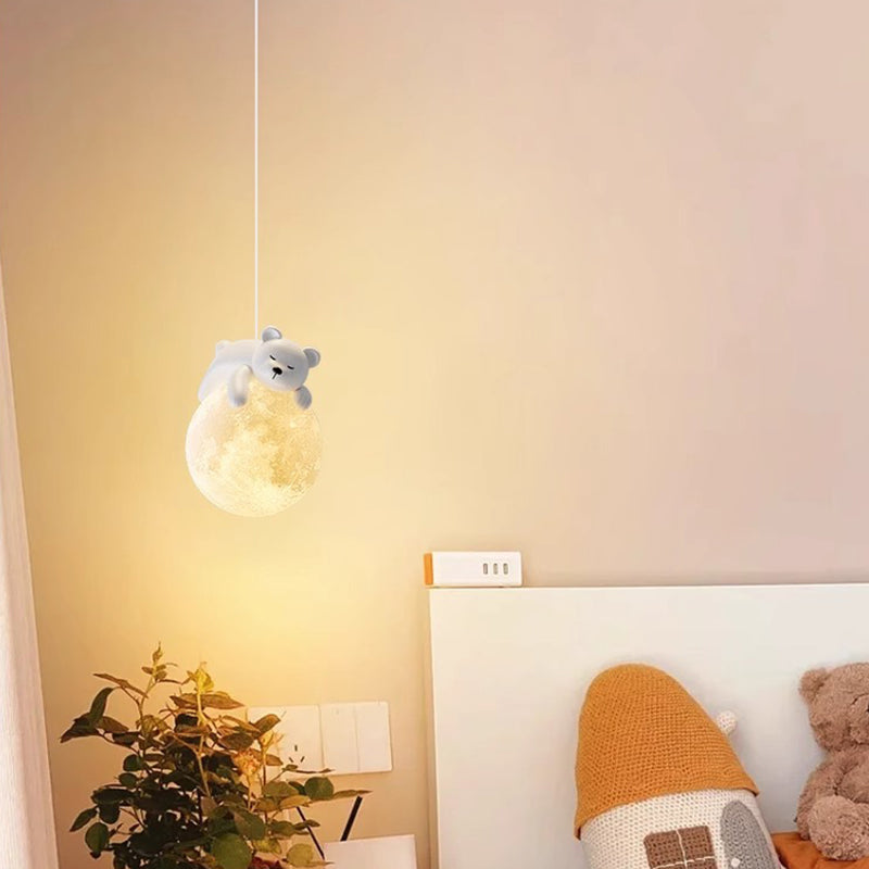 White Pendant Light with Animal Shapes for Kids Room, Adjustable G9 Socket Ceiling Lamp for Nursery Bedroom | Thomler
