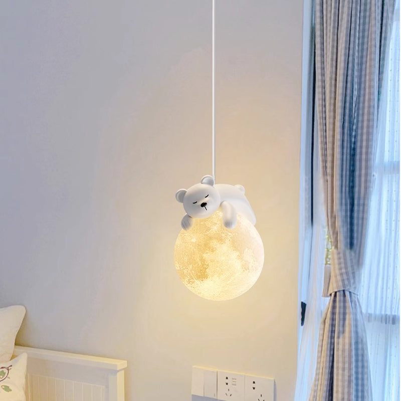 White Pendant Light with Animal Shapes for Kids Room, Adjustable G9 Socket Ceiling Lamp for Nursery Bedroom | Thomler