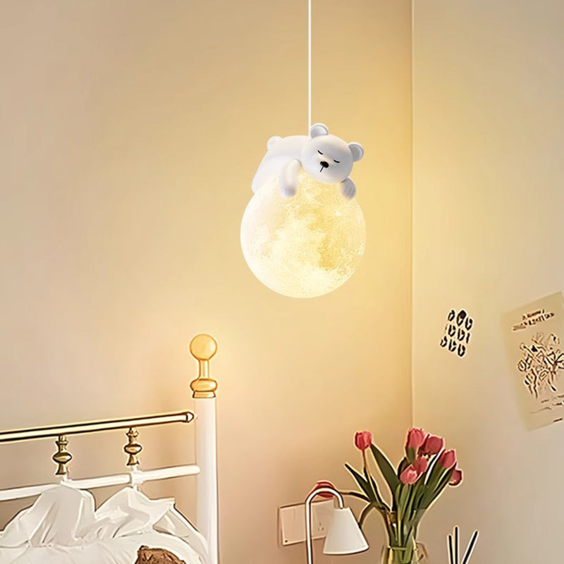 White Pendant Light with Animal Shapes for Kids Room, Adjustable G9 Socket Ceiling Lamp for Nursery Bedroom | Thomler