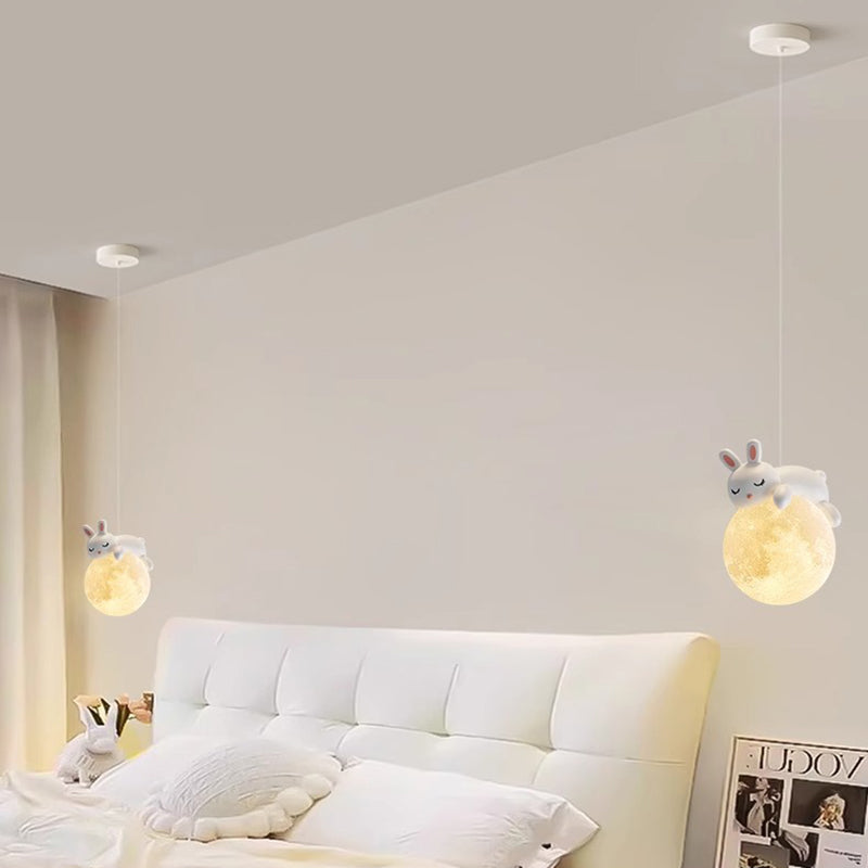 White Pendant Light with Animal Shapes for Kids Room, Adjustable G9 Socket Ceiling Lamp for Nursery Bedroom | Thomler