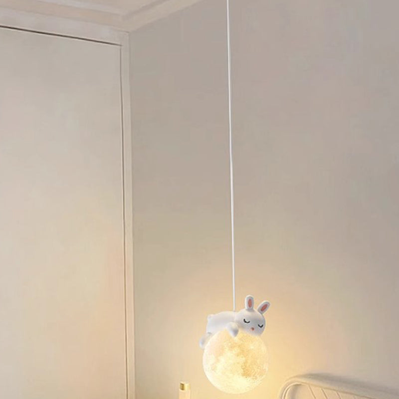 White Pendant Light with Animal Shapes for Kids Room, Adjustable G9 Socket Ceiling Lamp for Nursery Bedroom | Thomler