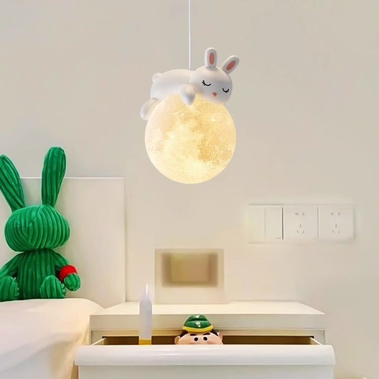 White Pendant Light with Animal Shapes for Kids Room, Adjustable G9 Socket Ceiling Lamp for Nursery Bedroom | Thomler