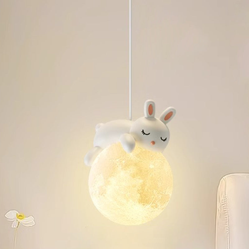 White Pendant Light with Animal Shapes for Kids Room, Adjustable G9 Socket Ceiling Lamp for Nursery Bedroom | Thomler