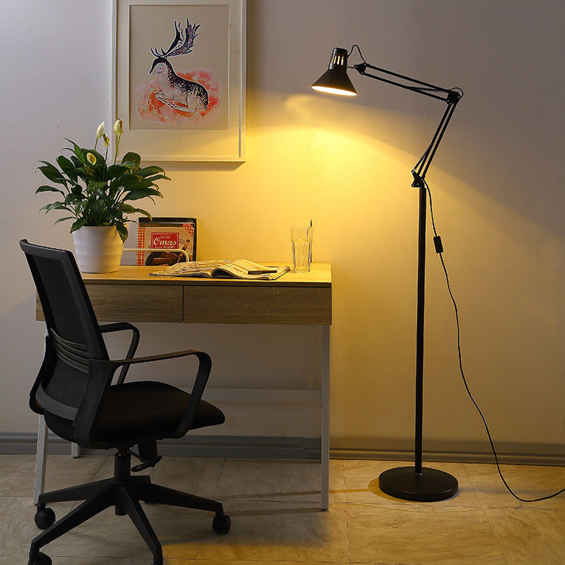 Adjustable Arm Floor Lamp with Dome Shade Black White Red Yellow for Living Room Bedroom Reading Corner Modern Style Metal Construction | Thomler