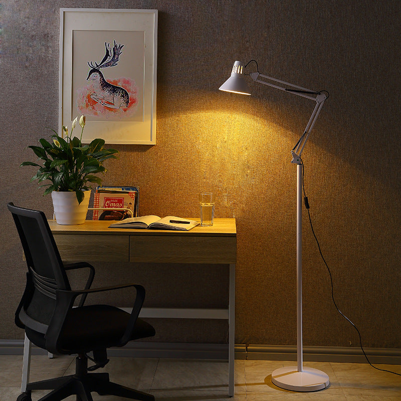 Adjustable Arm Floor Lamp with Dome Shade Black White Red Yellow for Living Room Bedroom Reading Corner Modern Style Metal Construction | Thomler