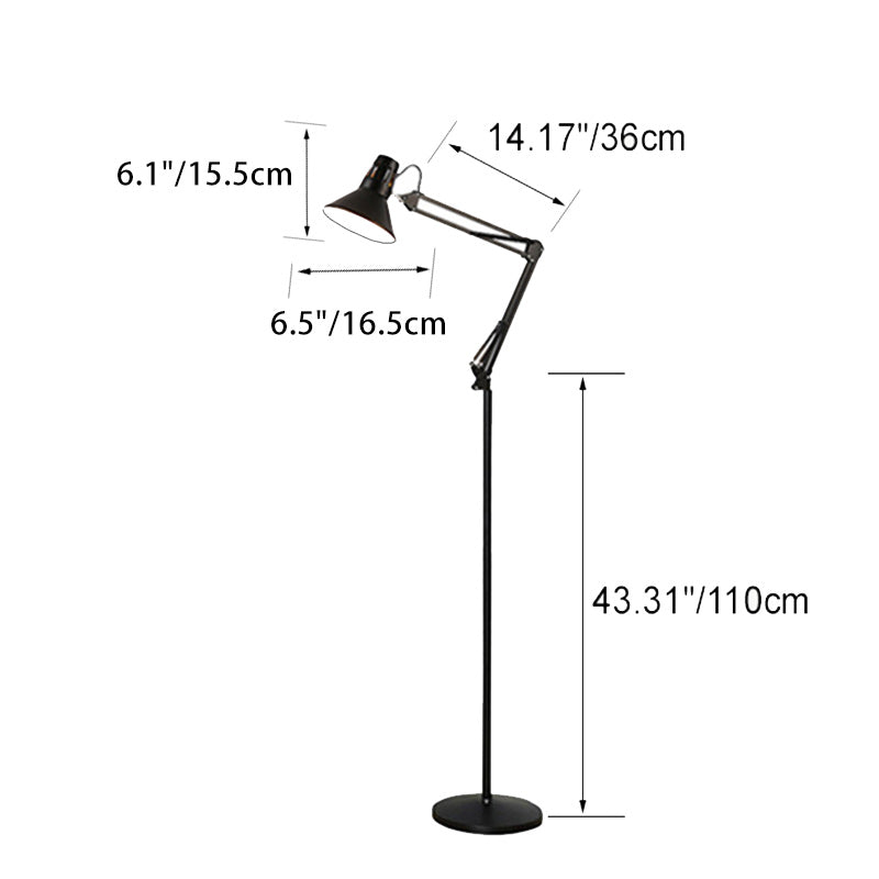 Floor Lamp Iron 43.3 in Adjustable Scandinavian Living Room Bedroom LED E26 Light | Thomler