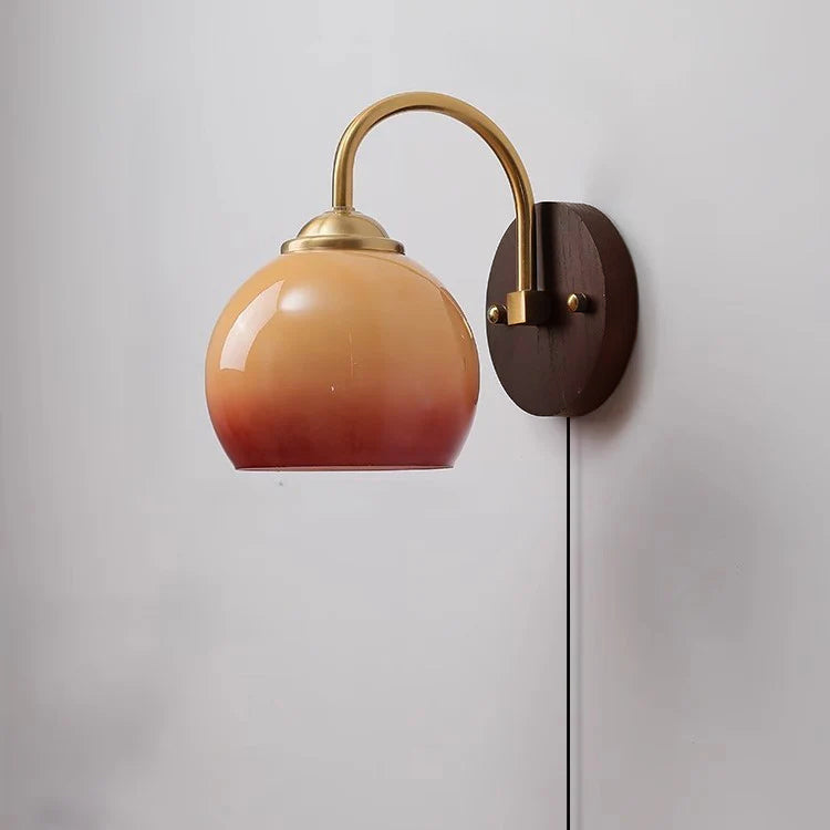 Wall Lamp Ash Wood 8.3 in x 7.1 in Caramel Beige Living Room Bedroom LED E26 Fixture | Thomler