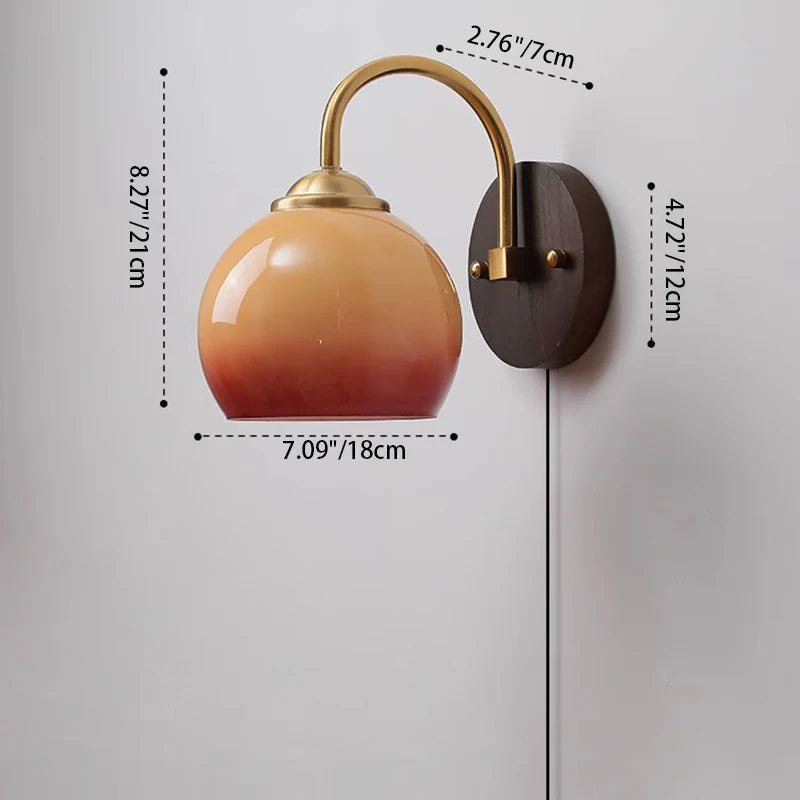Wall Lamp Ash Wood 8.3 in x 7.1 in Caramel Beige Living Room Bedroom LED E26 Fixture | Thomler