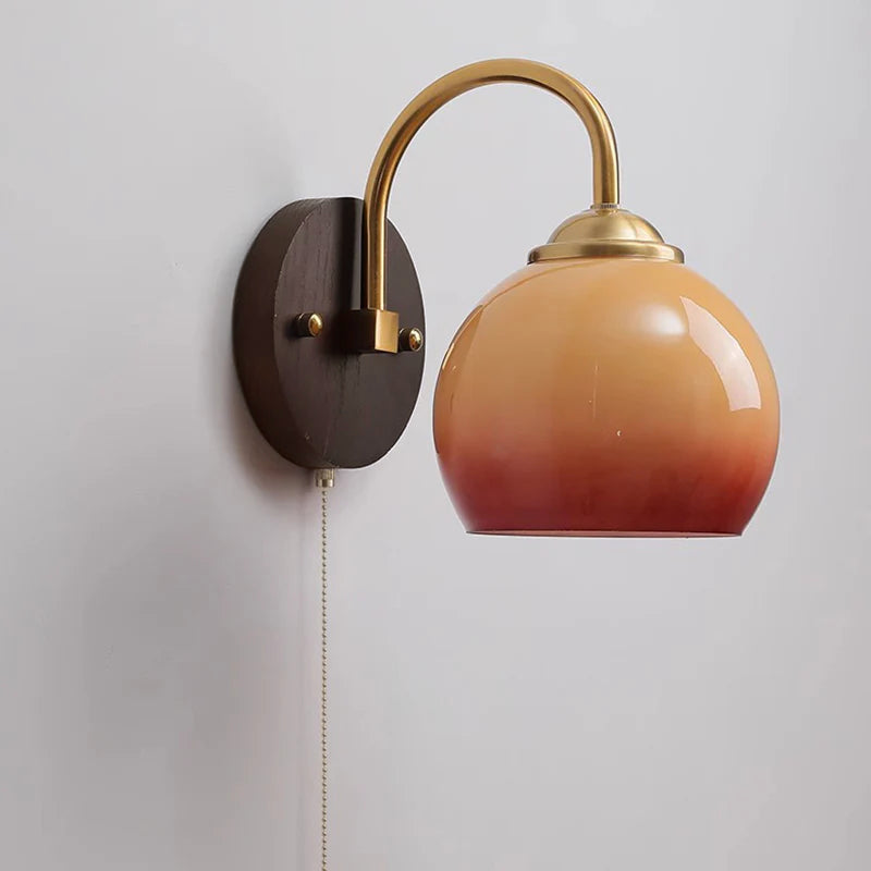 Wall Lamp Ash Wood 8.3 in x 7.1 in Caramel Beige Living Room Bedroom LED E26 Fixture | Thomler