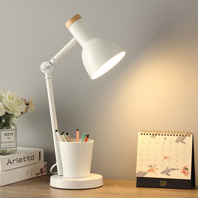 Solid Wood & Iron Desk Lamp with E26 Socket – Scandinavian Style Reading Light for Bedroom, Office & Living Room | Thomler