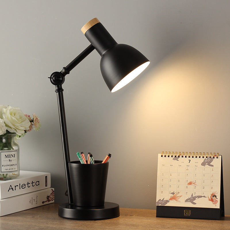Solid Wood & Iron Desk Lamp with E26 Socket – Scandinavian Style Reading Light for Bedroom, Office & Living Room | Thomler