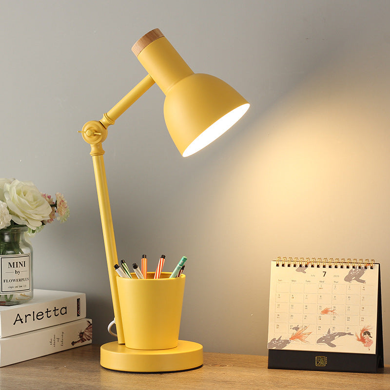 Solid Wood & Iron Desk Lamp with E26 Socket – Scandinavian Style Reading Light for Bedroom, Office & Living Room | Thomler