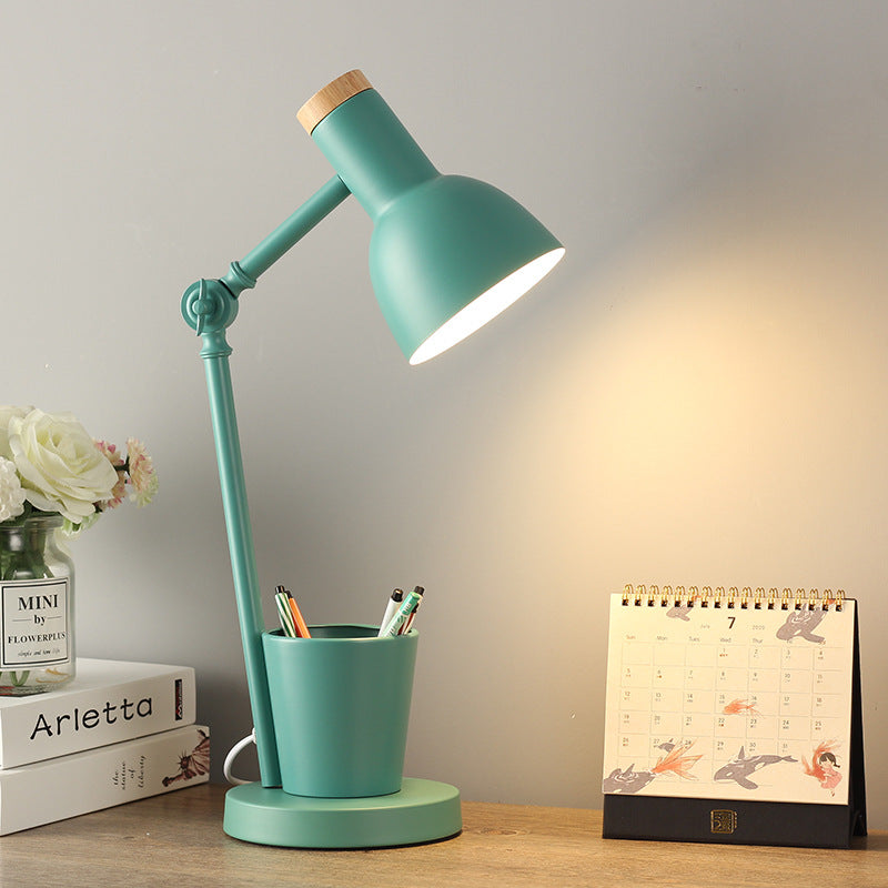 Solid Wood & Iron Desk Lamp with E26 Socket – Scandinavian Style Reading Light for Bedroom, Office & Living Room | Thomler