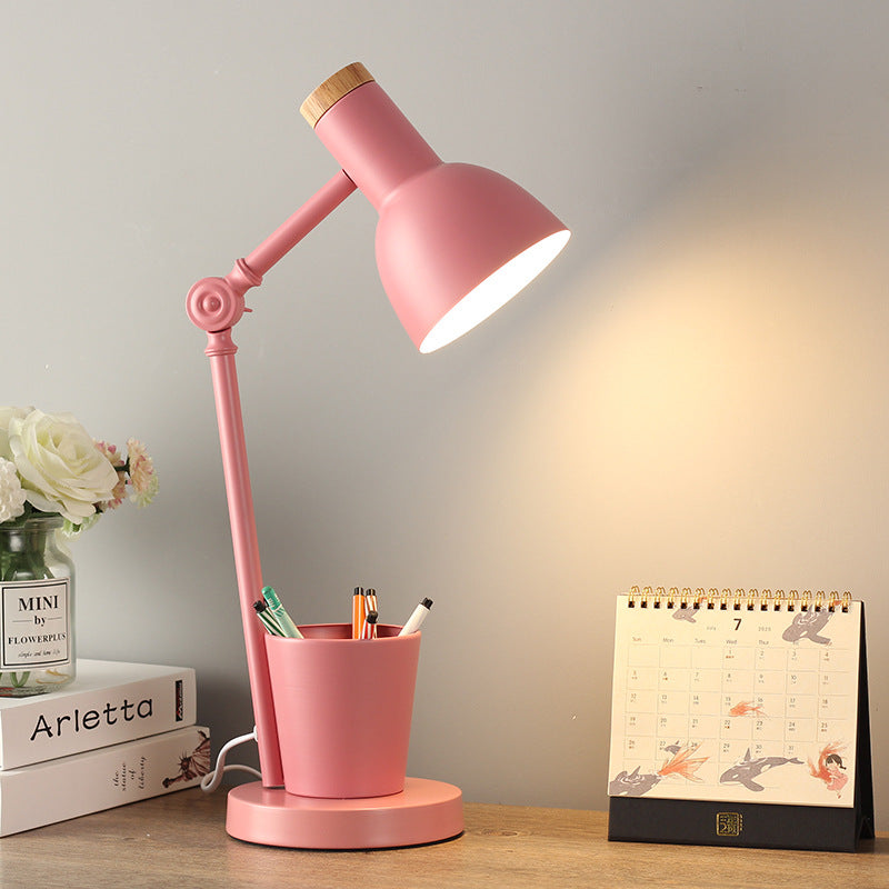 Solid Wood & Iron Desk Lamp with E26 Socket – Scandinavian Style Reading Light for Bedroom, Office & Living Room | Thomler