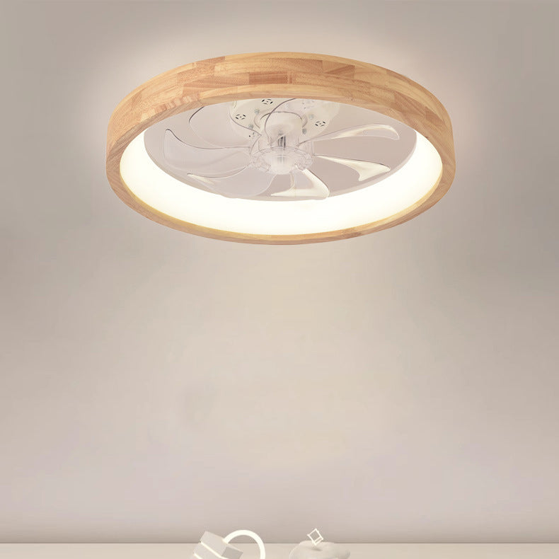 Ceiling Fan with Light 20 Inch Low Profile LED Fan Light Wood Finish Flush Mount for Bedroom Living Room Japanese Style Reversible Blades | Thomler